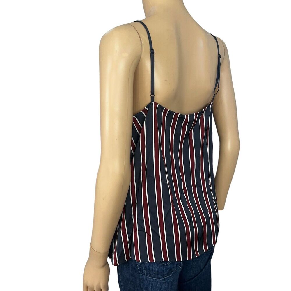 Frame Striped Camisole Tank Top Satin V Neck - Picture 4 of 6